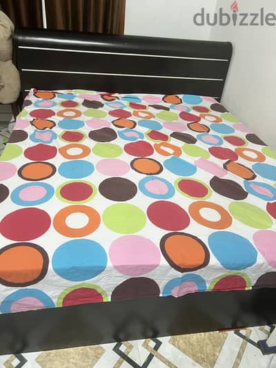 Queen size Cot& Mattress with two side tables for sale