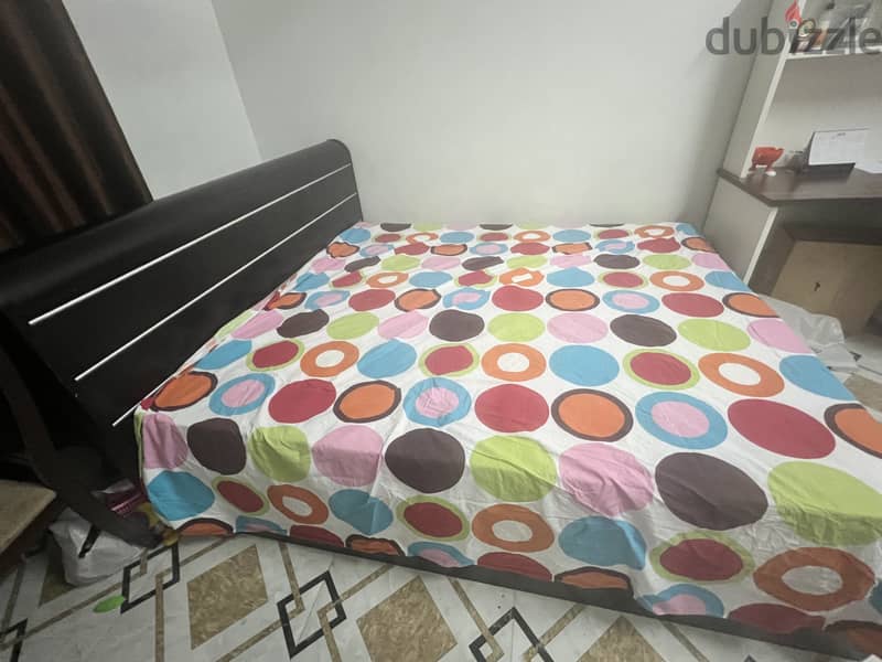 Queen size Cot& Mattress with two side tables for sale 1