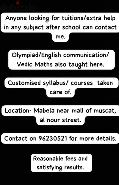 maths, science, english tuition available