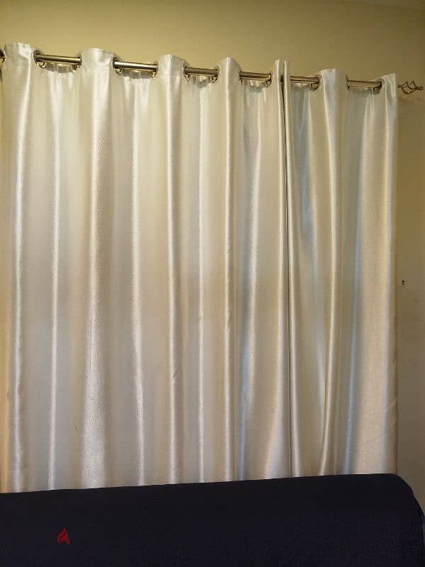 Elegant White heavy blackout curtains 2 pairs with free items 1