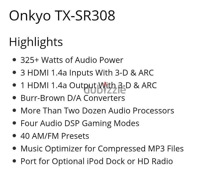 Onkyo AVR TX -SR308 5