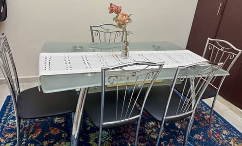 Glass top Dining table with 6 chairs