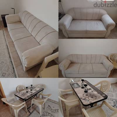 sofa 5 seater + table & chairs