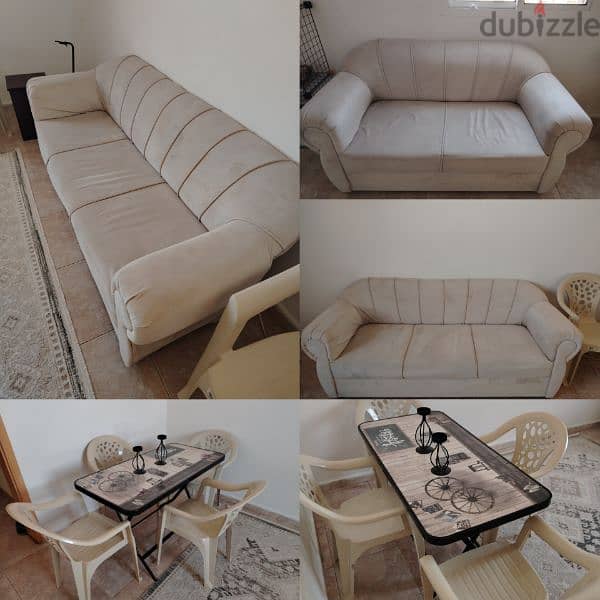 sofa 5 seater + table & chairs 0