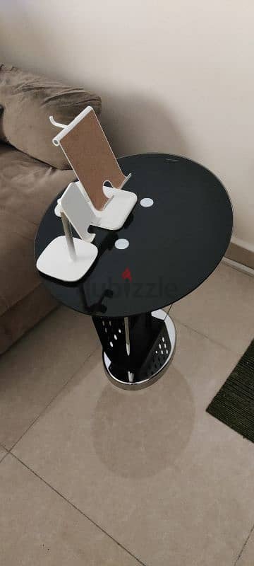 tea table with phone and tablet holder .