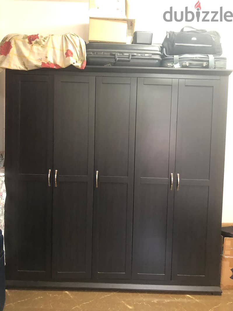 King Size Bed with Mattress + 5 Door Wardrobe + Dressing Table 1