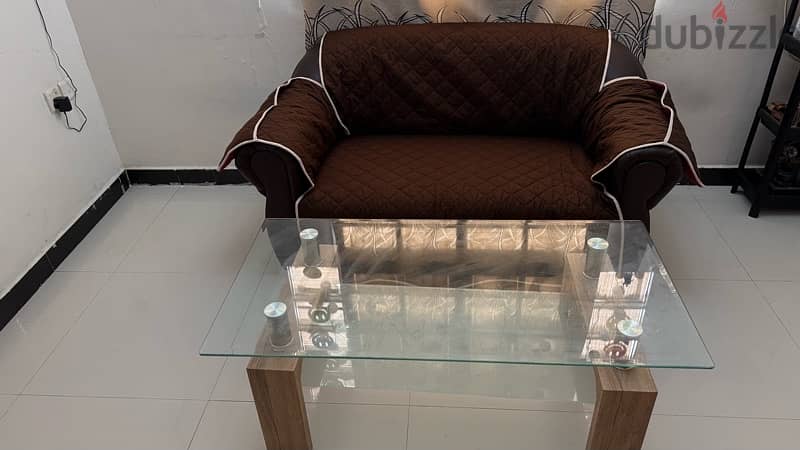 two seater sofa with glass table 1