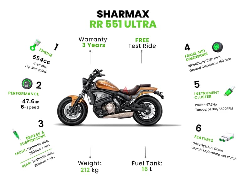 SHARMAX RR 551 Ultra WITH WARRANTY (cruiser bike, كروزر بايك) 4