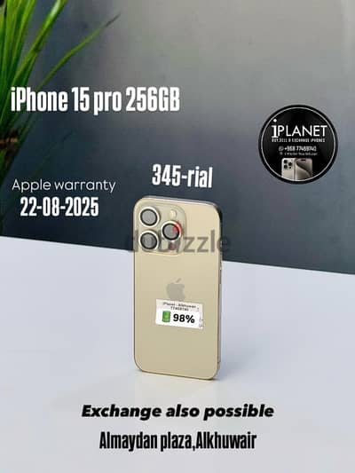 iphone 15 pro 256GB battery 99% warranty till 6 month amazing