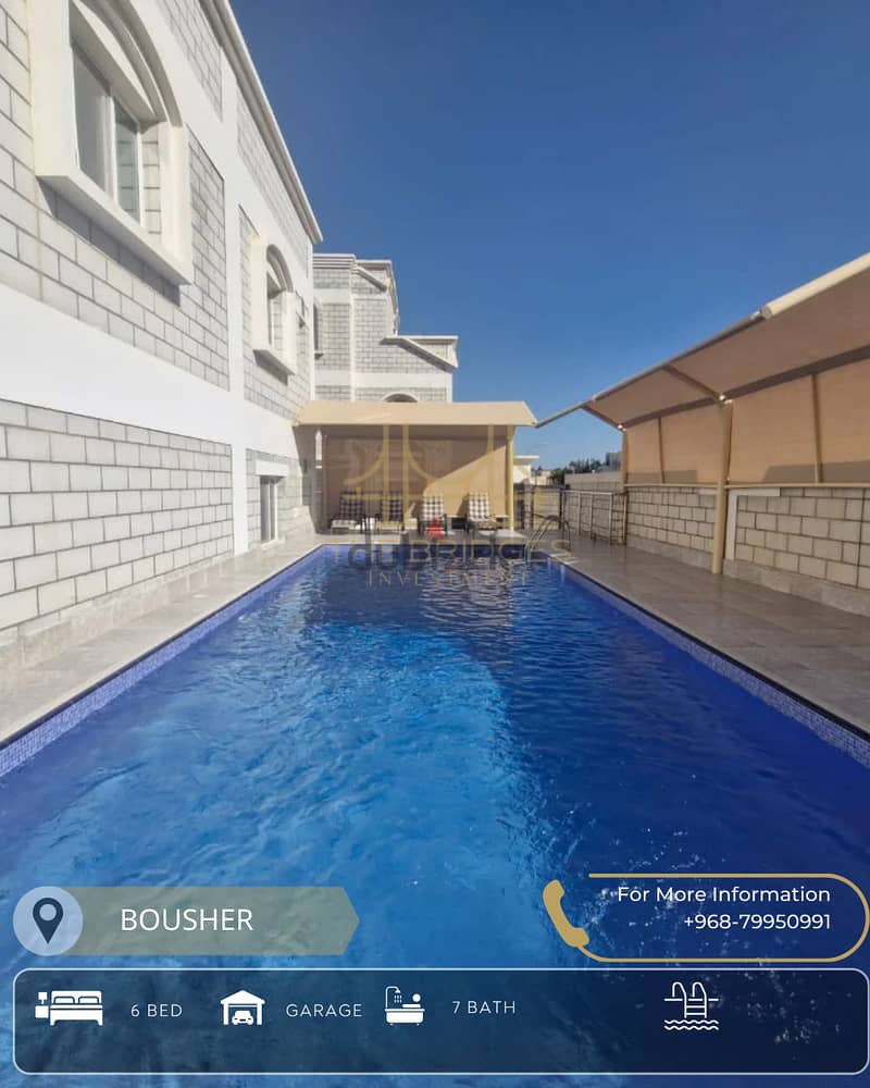 6 BR Stunning Villa in Bousher with Shared Pool 0