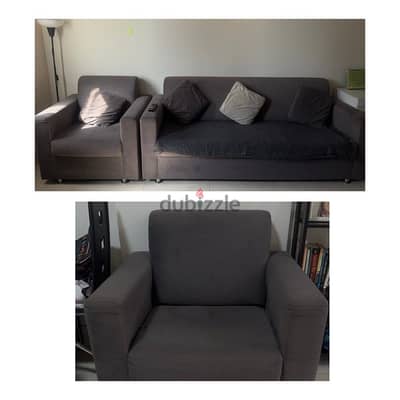 Good Quality, Customized Dark Grey Sofa 3 +1+1 for sale 50 OMR (Neg)