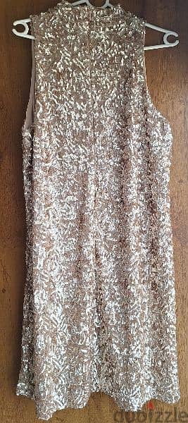 Mango Suit Beige Sequin Dress - Size L 1