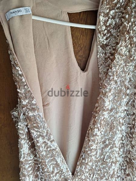 Mango Suit Beige Sequin Dress - Size L 2