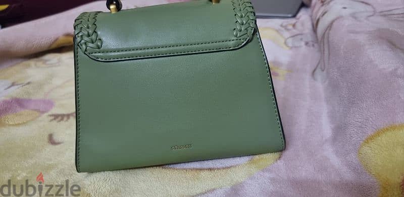 Celeste Solid Satchel Bag with Weave Detail GREEN 2