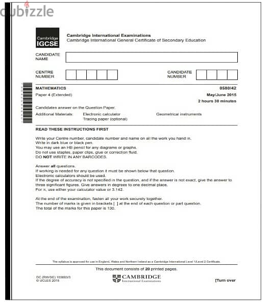 Past Papers Test - IGCSE 2