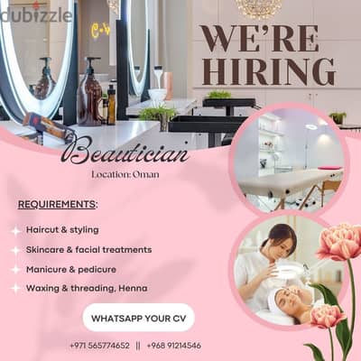 FEMALE BEAUTICIAN REQUIRED