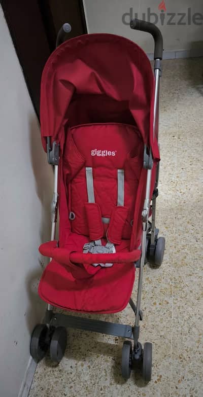 Very Clean, Light weight Giggles Touring Beige Baby Buggy with Canopy