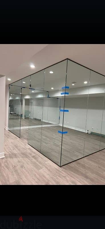 glass partition gypsum partition decor and carpenter work