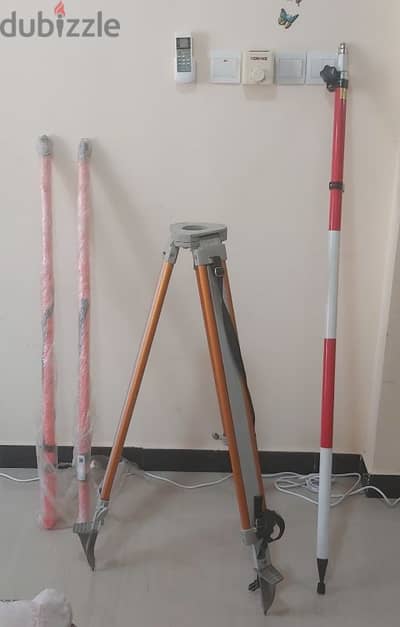 Survey Tripod Stand and 3 Range Rods