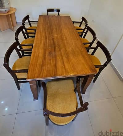 8 seater wooden table & chairs