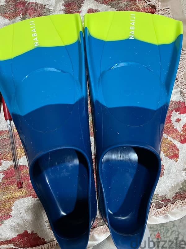 Swimming Short Fins Silifins Tri Color Blue Yellow 1