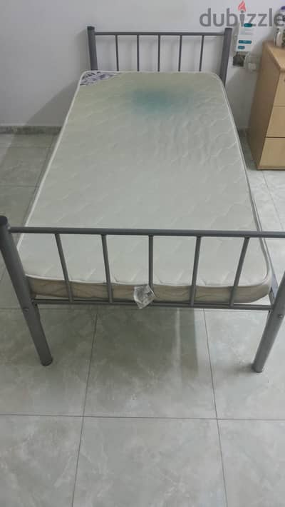 Steel single bed with mattress