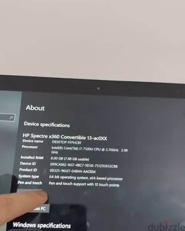 HP SPECTRE X360 I7 8GB 256GB SSD 1