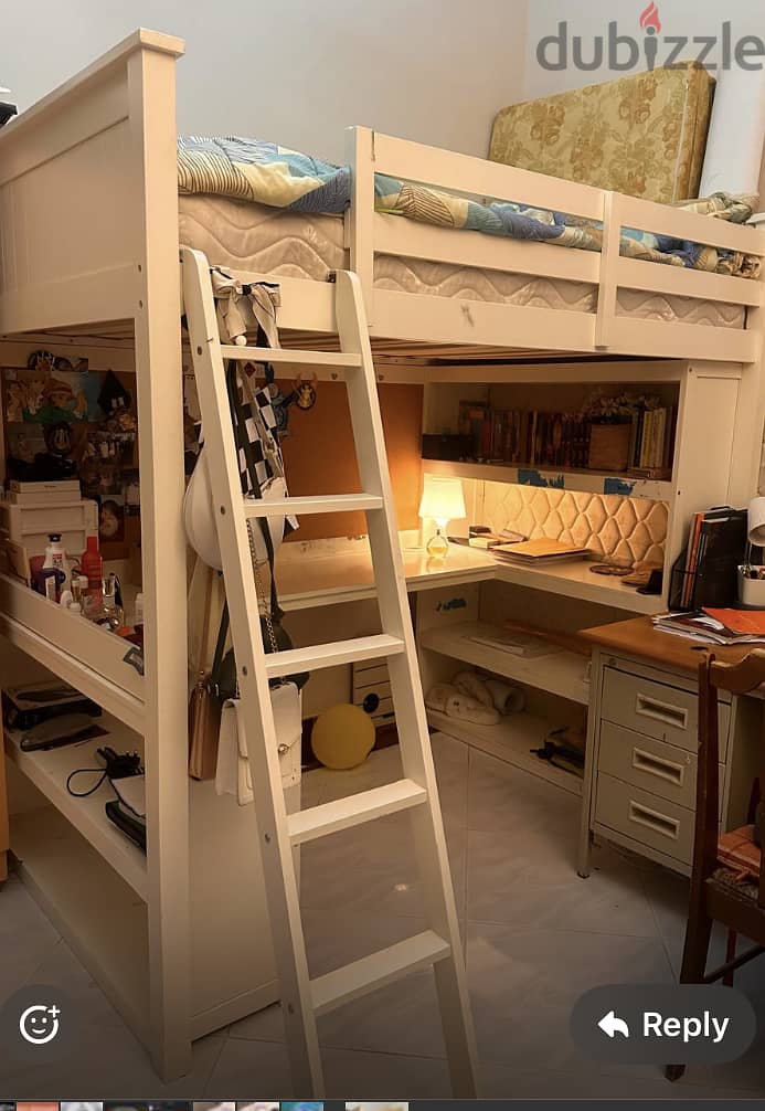 Loft bed with study table with ladder 2