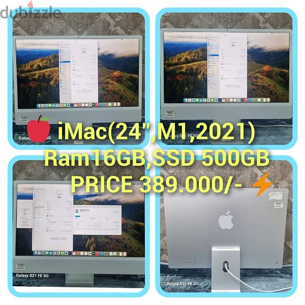 iMac(24",M1,2021)Ram-16GB,SSD 500GB 2