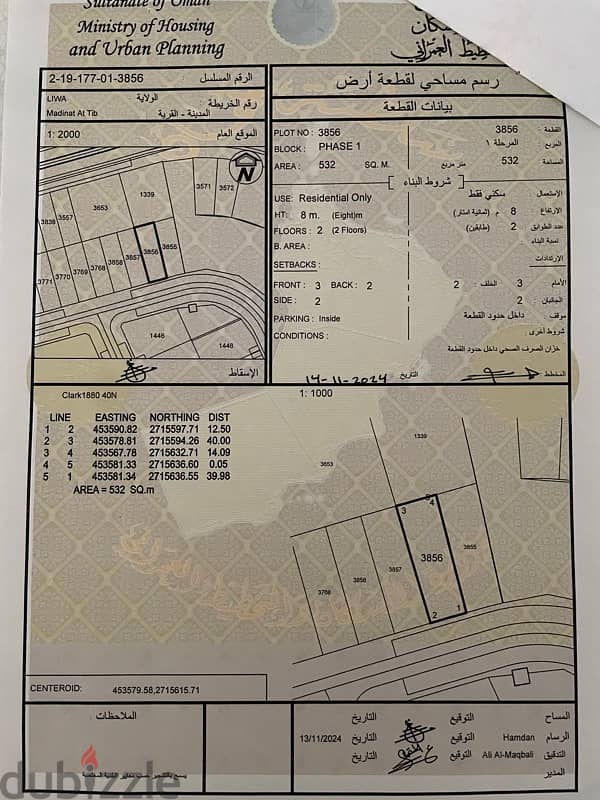 ارض سكنية للبيع مساحة 530 متر ولاية لوى مدينة الطيب 0