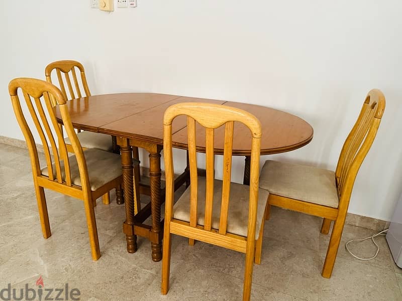 Dining Table with 2 side foldable 2