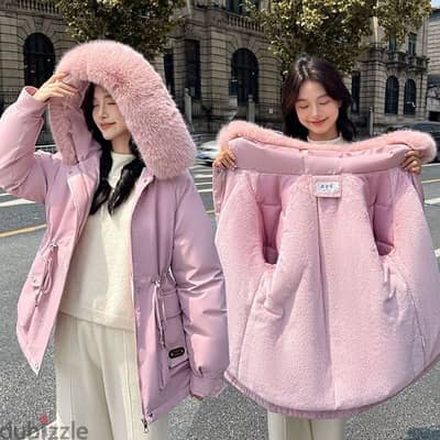 women winter coat pink XXL with cap