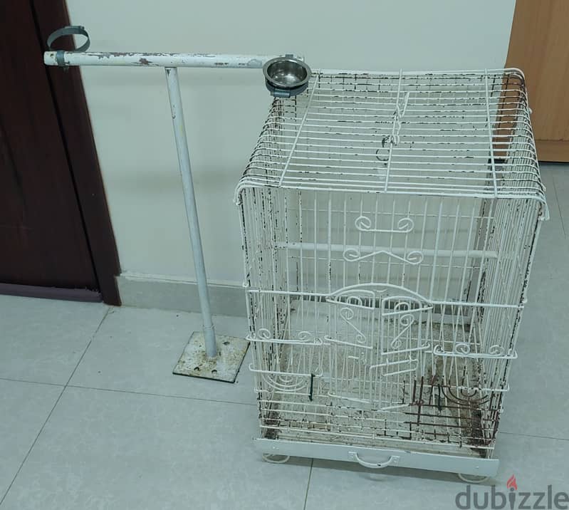 STRONG BIRD CAGE WITH BIRD STAND @ OMR 20/- ONLY 2