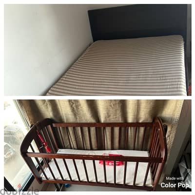 baby cot or baby crib and mattress  with cot