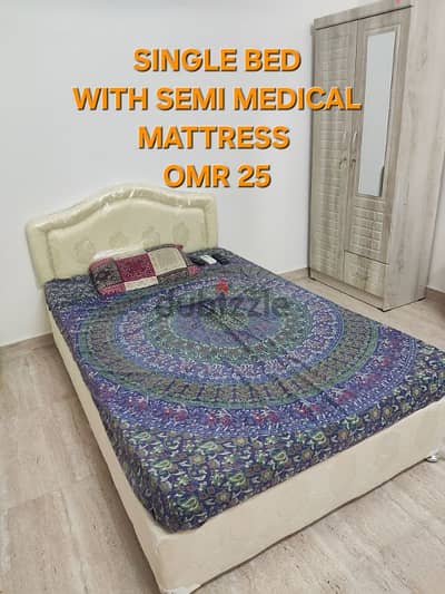 Single bed with semi medical mattress