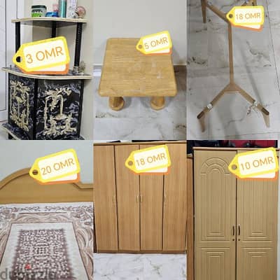 2 DOORS CUPBOARD/ 5 DOORS CUPBOARD/ GLASS TABLE/ WOODEN BED COT