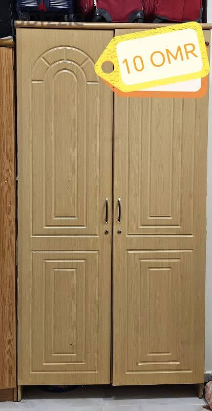 2 DOORS CUPBOARD/ 5 DOORS CUPBOARD/ GLASS TABLE/ WOODEN BED COT 1