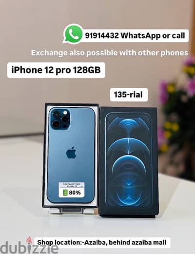 iPhone 12 Pro 128GB -original Box -80%BH