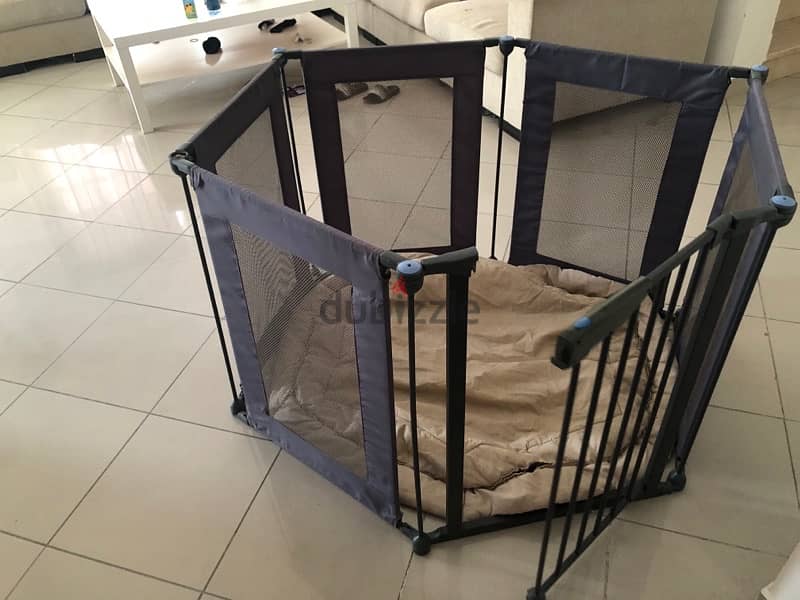 Grey metal playpen, indoor and outdoor 0