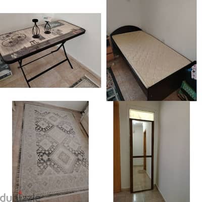 table foldable +carpet & single bed