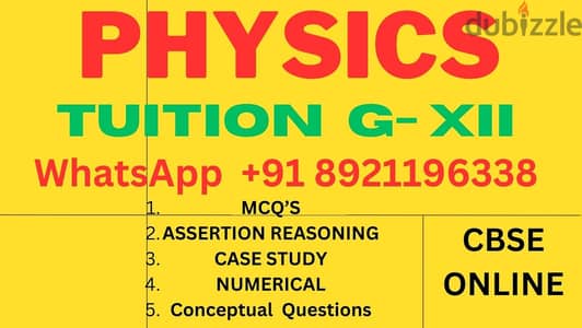 TUITION PHYSICS CBSE (Grds: 10, 12) WhatsApp : +91 9747983325