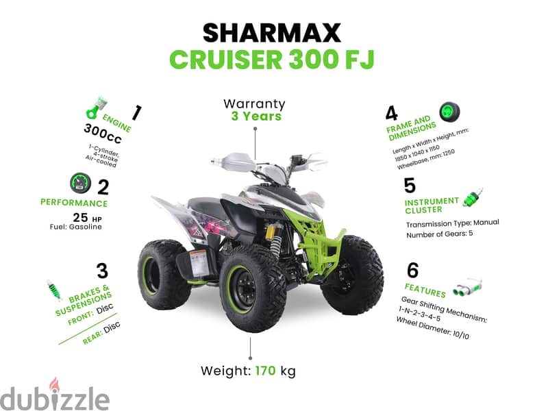 SHARMAX 300 FJ Cruiser WITH WARRANTY (quad bike, دباب دراجة رباعية) 3