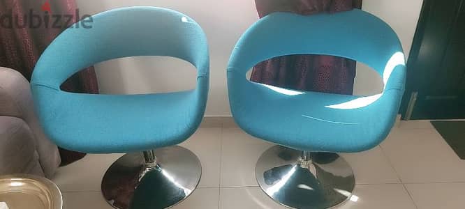 pair of blue chair