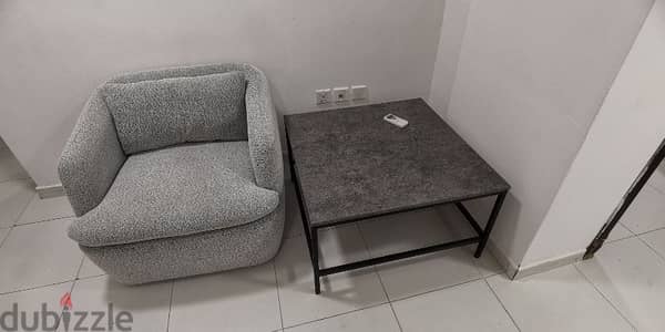 single sofa + coffee table for sale