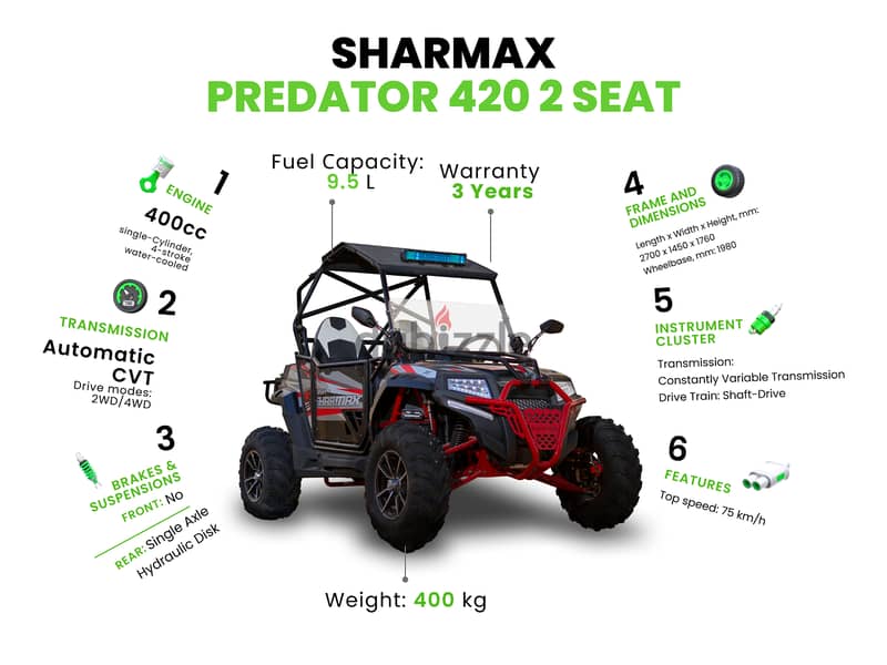 SHARMAX Predator 420 2 seat WITH WARRANTY (buggy باجي) 8