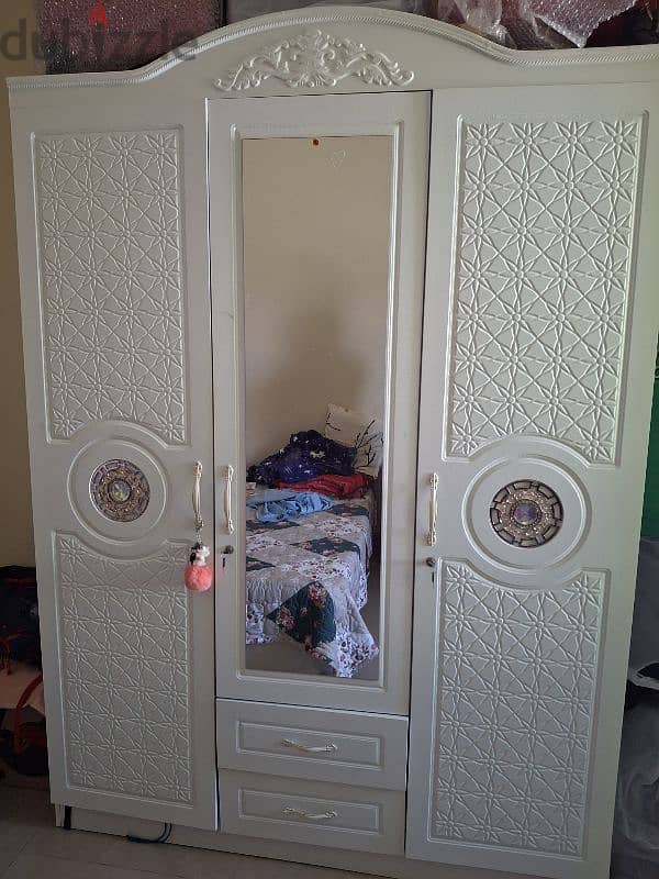 3 door wooden cupboard with mirror 0