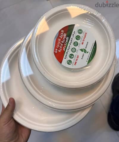 Selling plates made of sugar cane