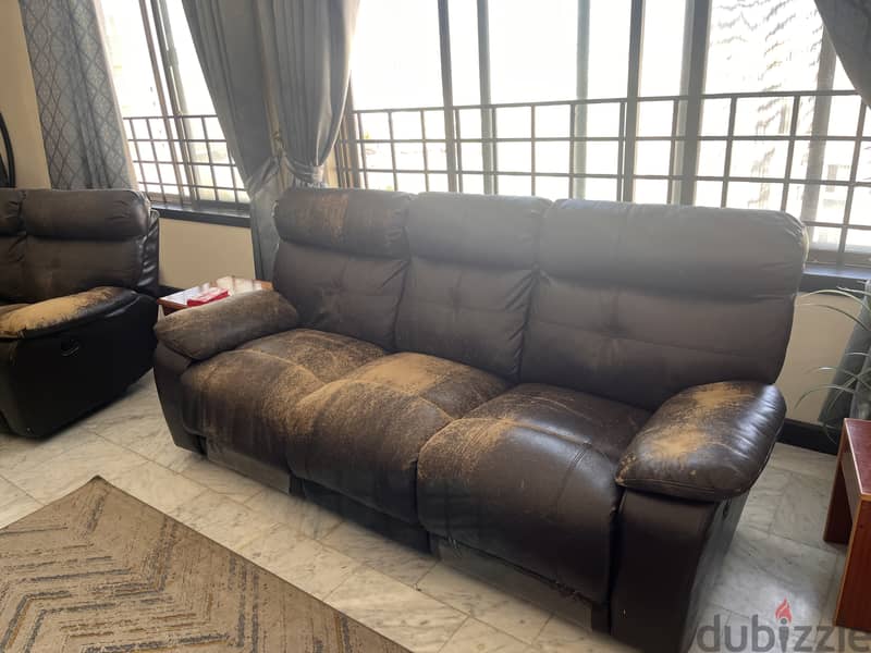 Sofa set: leather with recliner 3+2 from Danube home 2