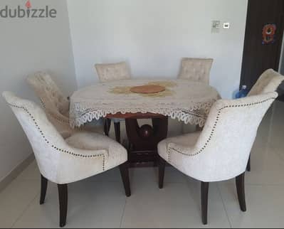 Wooden Dining table with 6 luxury chairs