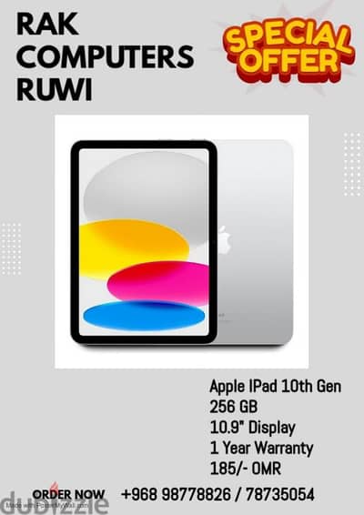 Brand New 256gb I pad 10th gen WiFi with 1 year warranty @ 185 omr